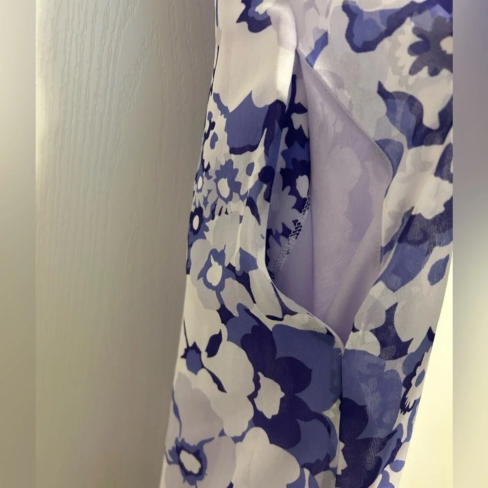 Michael Kors V-neck Purple Floral Lined Pockets Dress Size 6
